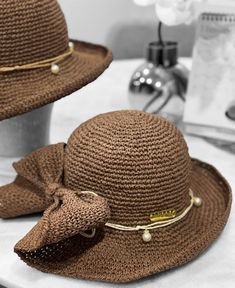 Handmade raffia bucket hat, unique gift for men and women. Crochet summer hat. Adult size 57cm. Brown Woven Bucket Hat, Casual Straw Cloche Hat With Wide Brim, Casual Wide Brim Straw Cloche Hat, Casual Woven Brown Sun Hat, Casual Brown Woven Sun Hat, Elegant Brown Panama Hat For Beach, Casual Woven Cloche Hat For Beach, Casual Cloche Hat With Flat Brim For Beach, Casual Woven Cloche Hat For The Beach