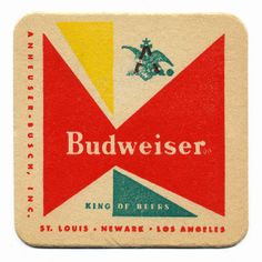 an old budweiser coaster with the king of beers logo