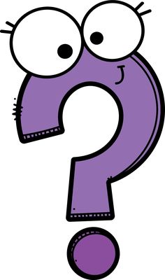 a purple question mark with eyes on it