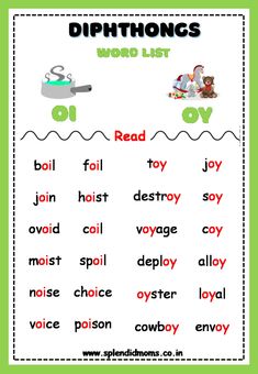 Dipthongs Words, Ay Phonics, Oi Oy, Vowel Pairs, Sight Word Fun, Cvc Words Kindergarten, Word Family Worksheets, Learning Phonics, Vowel Teams