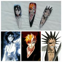 Bleach Anime Nail Art, Anime Themed Nails, Anime Nail, Themed Nails, Long Nail Designs, Nail Art Disney, Long Nail, Inspired Nails