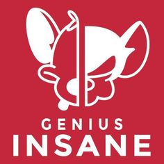 the genius insane logo is shown on a red background with white letters and an image of a mouse