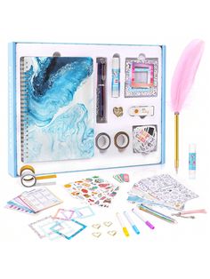 the contents of an art kit are displayed