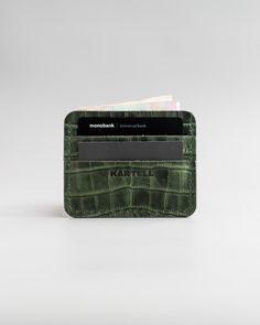 First, it is compact. Secondly, stylish. Thirdly, multifunctional: you can put both bills and cards or rights into it ⠀ Material - crocodile-embossed cow leather. Leather Credit Card Wallet, Green Crocodile, Clip Wallet, Genuine Leather Wallets, Credit Card Wallet, Crocodile Leather, Slim Wallet, Money Clip Wallet, Outfit Style