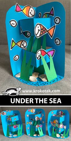 under the sea crafts for kids to make with paper and construction materials, including scissors