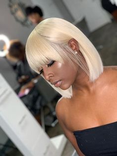 Crochet Wigs, Cheap Human Hair, Front Lace Wigs Human Hair, Blonde Bobs, Blonde Wig, Short Bob Hairstyles, Blonde Bob, College Girls