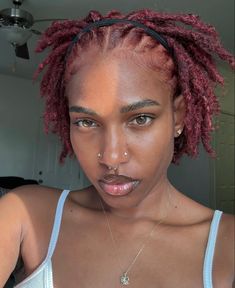 Loc Growth Progress, Color On Locs, Coloring Locs, Dreads Black Women, Color Locs, Red Dreadlocks, Pretty Locs, Dyed Dreads, Red Dreads