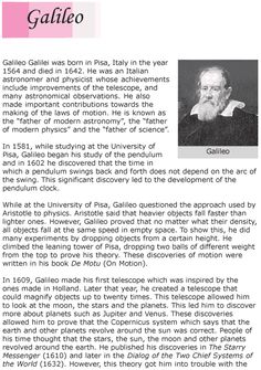 an article about the history of galileo