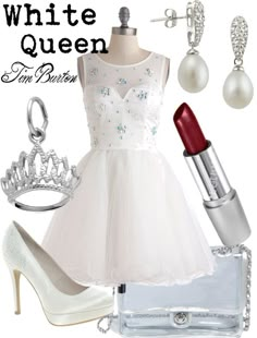 "White Queen (Alice in Wonderland)" by thejoyofdisney ❤ liked on Polyvore White Queen Inspired Outfit, Alice In Wonderland Outfit Ideas, White Queen Alice In Wonderland, Alice Photoshoot, Queen Alice In Wonderland, Wonderland Outfit, Queen Alice, Alice Costume