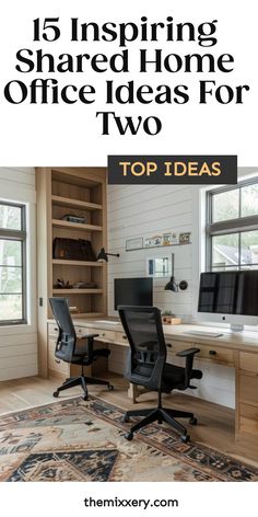 15 inspiring shared home office ideas for two, featuring a modern workspace with dual desks and ample natural light. Office Set Up Ideas Layout, Office Ideas For Two People, Double Office Ideas Layout, Office For Two People Layout, Home Office Ideas For Two, Office With Two Desks, Ikea Home Office Ideas, Home Office For Two People, Shared Office Space Ideas