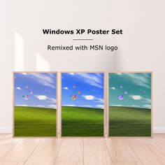 three windows xpp poster set with the same color as the image in the background