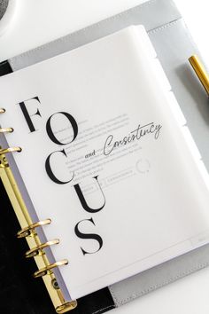 a notebook with the word focus written on it