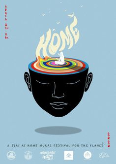 a poster with a man's head and the words home above it