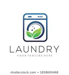 the logo for laundry is made up of green leaves and a phone with a button on it