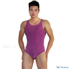 Orcajump - Sleek Nylon Silky Bodysuit – Comfortable and Seductive One-Piece Swimsuit Stretch Tights, Swim Tank, Swimsuit Fabric, Black Sky, Rugged Men, Purple Black, Leotards, Mens Tank Tops, Tank Top Shirt