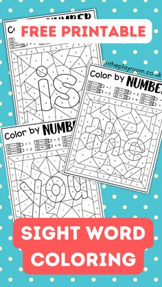 two printable worksheets with the words sight word coloring on them and an image of