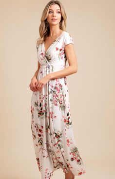 Welcome the new season with delicate blossoms and dusky pink and sage green tones. Our pink petal floral design is now available in our signature Sophia Maxi jersey dress. Cut with care to drape beautifully from empire line to full flowing skirt, our Sophia maxi is made from the softest jersey and features a cinched in waist and gathering around the bust for a flattering shape. Maxi dress in dusky pink blossom design over an oyster ground Soft, sumptuous and breathable viscose jersey Flattering Pink Floor-length Floral Print Sets, Spring V-neck Maxi Dress With Rose Print, Pink Floral Print V-neck Maxi Dress, Pink Floral Embellished Floor-length Maxi Dress, Non-stretch Pink Floral Print Midi Dress, Waterfall Dress, Annie Dress, Tiffany Rose, Maxi Jersey Dress