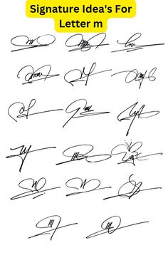 signatures for letters and numbers are shown in black ink on a white background with yellow border