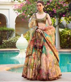 Sabyasachi Lehenga, Lehenga Choli Wedding, Floral Lehenga, Nikkah Dress, Organza Lehenga, Choli Designs, Party Wear Lehenga, Indian Bridal Outfits, Designer Lehenga Choli