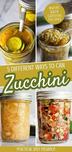 four different ways to can zucchini in jars