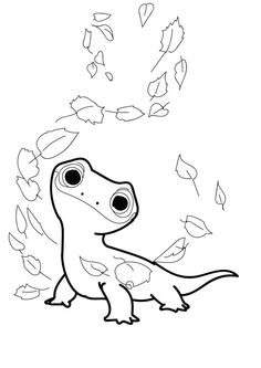 a drawing of a dinosaur with leaves coming out of it's mouth and eyes