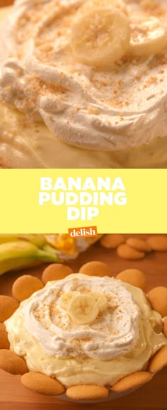 banana pudding dip on a plate with crackers