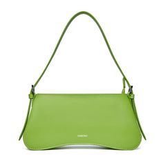 SINBONO Eva Shoulder Bag Lime Green - Cruelty Free Leather Bag Green Leather Shoulder Baguette Bag, Green Leather Baguette Shoulder Bag, Green Leather Baguette Bag With Detachable Handle, Green Leather Baguette Bag With Removable Pouch, Trendy Green Leather Baguette Bag, Chic Green Leather Baguette Bag, Spring Leather Rectangular Baguette Bag, Trendy Leather Baguette Shoulder Bag, Trendy Leather Baguette Bag