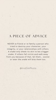 a piece of advice written in black and white