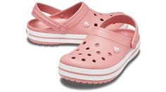 Vintage style and classic Crocs comfort. Our lightweight Crocband  clog is built with signature Croslite  material for a form-to-foot fit and heel straps that swing back for a snug fit and forward or wear as a clog.    Crocs trade  Crocband trade  Details:    Bold midsole stripe for a sporty look.  Odor-resistant, easy to clean, and quick to dry.  Ventilation ports for enhanced breathability.  Lightweight, non-marking soles.  Water-friendly and buoyant  weighs only ounces.  Fully molded Croslite Summer Slip-resistant Clogs, Sporty Clogs With Arch Support, Non-slip Sports Clogs For Spring, Casual Pink Slip-resistant Sandals, Spring Sports Synthetic Clogs, Synthetic Clogs For Spring Sports, Spring Sporty Closed Toe Clogs, Spring Sports Clogs With Synthetic Material, Sporty Closed Toe Clogs For Spring