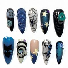 Gel Nail Inspo Halloween, Cute Swirl Nail Designs, Pretty Nails Halloween, Aura Nails With Gel Polish, Halloween Art Nails, Cute Spooky Nail Designs, Slime Nails Design, 3d Coraline Nails, Coraline Almond Nails