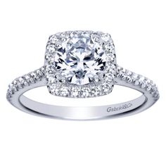 A diamond-accented band and glitzy squared halo accentuate a round cut center stone in this enchanting engagement ring. * Setting only - center diamond sold separately Gold Halo Engagement Ring, Contemporary Engagement Rings, Round Halo Engagement Rings, Gold Diamond Engagement Ring, White Gold Diamond Engagement Ring, Buy Jewellery Online, Halo Diamond Engagement Ring, Wedding Board, Engagement Jewelry