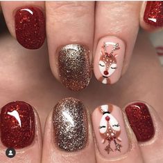 Nails Navidad, Navidad Nails, Reindeer Nails, Pedicure Nail Designs, Animal Nail Art, Summer Gel Nails, Magic Nails, Cute Nails For Fall