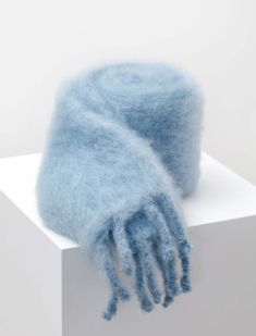 Lena Rewell Womens Narrow Plush Mohair Scarf - Light Ocean | Garmentory Lavender Scarf, Mohair Scarf, Mohair Wool, Womens Scarves, Finland, Wool