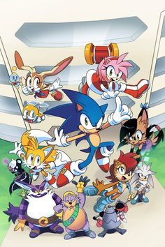 sonic the hedgehog and other cartoon characters