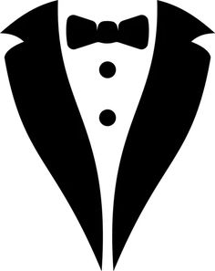 a black and white silhouette of a tuxedo with a bow tie on it