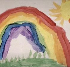 a child's drawing of a rainbow