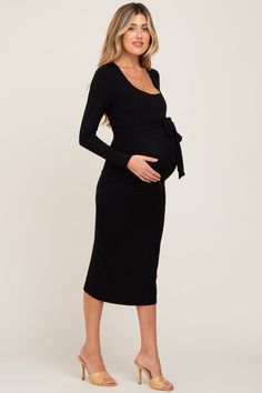 Maternity Looks, Square Neck Long Sleeve, Maternity Midi Dress, Cute Maternity Outfits, Cute Maternity, Pregnancy Looks, Fitted Midi Dress, Maternity Outfits, Classy Style