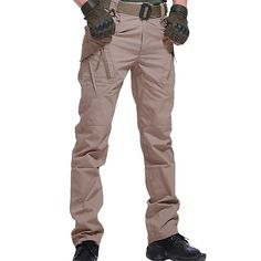 Season:Summer,Spring; Gender:Men's; Activity:Traveling,Climbing,Fishing; Clothing Type:Bottoms; Function:Wear Resistance,Sweat-Wicking,Breathable,Stretchy,Quick Dry,Waterproof,Scratch Resistant,Multi Pockets; Sports Clothing Sub Category:Cargo Pants,Tactical Pants,Hiking Pants Trousers; EU Size:null; Pants Length:null; UK Size:null; US Size:null; Waistline:null; Number of Pockets:9 Pockets Durable Tactical Cargo Pants For Outdoor Activities, Durable Combat Bottoms For Outdoor Activities, Tactical Khaki Bottoms For Outdoor Activities, Combat Style Khaki Cargo Pants For Hiking, Techwear Hiking Pants With Multiple Pockets, Combat Pants With Side Pockets For Outdoor Activities, Khaki Techwear Cargo Pants For Hiking, Techwear Pants With Multiple Pockets For Hiking, Techwear Khaki Cargo Pants For Hiking