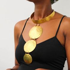 NANJI Brass Choker Necklace Naruki Elegant Gold Choker Bib Necklace, Elegant Brass Choker For Party, Gold Bib Necklaces For Wedding, Elegant Brass Party Choker, Adjustable Handmade Gold Bib Necklace, Elegant Brass Necklaces With Unique Variations, Adjustable Gold Bib Choker Necklace, Elegant Brass Necklace With Unique Variations, Elegant Choker Necklace With Unique Variations