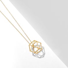 3D prism necklace Gold Hexagon Faceted Necklace, Minimalist Gold Hexagon Necklace, Minimalist Gold Geometric Necklace, Gold Geometric Minimalist Necklace, Minimalist Geometric Gold Jewelry, Minimalist Gold Hexagon Jewelry, Minimalist Geometric Gold Necklace, Modern Gold Geometric Necklace, Modern Geometric Gold Jewelry