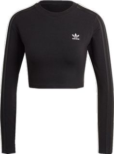 Trendy Fitted Adidas Tops, Adidas Trendy Fitted Tops, Trendy Adidas Stretch Tops, Trendy Stretch Adidas Tops, Adidas Trendy Stretch Tops, Black Stretch Adidas Tops, Adidas Crop Top, Adidas Long Sleeve, Oversized Crop Top