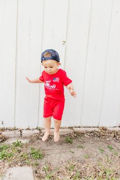 4th of July boy outfit Red Cotton Summer Jumpsuits And Rompers, Playful Short Sleeve Jumpsuits And Rompers For Summer, Red Cotton Jumpsuits And Rompers For Beach, Casual Short Sleeve Bubble Romper For Summer, Red Cotton Beach Jumpsuits And Rompers, Playful Red Jumpsuits And Rompers For Summer, Red Shorts For Beach On 4th Of July, Casual Red Shorts For Playtime, Red Cotton Jumpsuit For The Beach