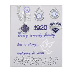 a white card with blue and silver items on it that says, we are 20 every security family has a story welcome to ours