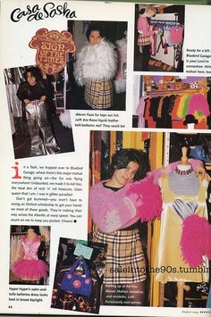 an article in a magazine about clothes and accessories from the 80s's or early 1990s's