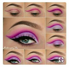 Bold Eyeshadow Looks Step By Step, Eyeshadow Makeup For Brown Eyes, Maquillage Yeux Cut Crease, Great Makeup, Makeup Pictorial, Makeup Steps, Pink Eye Makeup, Eye Makeup Styles