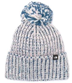 From The North Face&#x2C; this beanie features:A super-cozy and cute look for winter.Blended yarn for added textureTextured cable detailingMulti-color pom-pomCuffed detailingLogo clip labelOne size Recycled polyester Spot clean Imported. Ski Aesthetic, North Face Brand, Cold Weather Hats, Chunky Beanie, Cute Beanies, North Face Girls, North Beach, Snow Sports, Cuff Detail