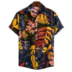 T-shirt cloth shirt New T-shirt Casual Confortable, Oversized Shirt Men, Harajuku Shirt, Hawaiian Men, Leaf Print Pattern, Floral Hawaiian Shirt, British Virgin Islands, Casual Summer Shorts, Linnet