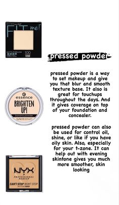 #pressedpowder #typesofpowder Best Makeup Powder For Oily Skin, Best Pressed Powder For Oily Skin, How To Prevent Oily Face With Makeup, Makeup Powder Tips, Best Pressed Powder, Setting Powder For Oily Skin, Makeup Recommendations, Evening Eye Makeup, Makeup Charts