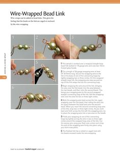 the instructions for wire wrapped bead link are shown in this page, which shows how to