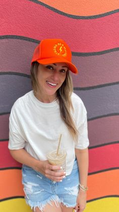 The elevated version of your everyday hat. "Strong as a mother" is embroidered in yellow across our premium Orange trucker hat. Feel empowered and strong while wearing this hat. Features: High profile, structured Color: Orange "Strong as a mother" embroidered on front Slightly curved visor Foam trucker with nylon mesh back "Strong as a mother" tag inside hat Plastic snapback We donate 10% of our proceeds to charitable organizations supporting mothers in need. Trending Hats, Charitable Organizations, Hat Shop, Orange Color, Trucker Hat, Bag Accessories, Sweatshirts Hoodie, Orange, Yellow